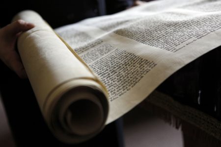 The Torah scroll that Dr. Isador Lieberman plans to deliver to a Jewish congregation in Uganda is pictured June 29, 2011, in Dallas, Texas. (Lara Solt/Dallas Morning News/MCT)